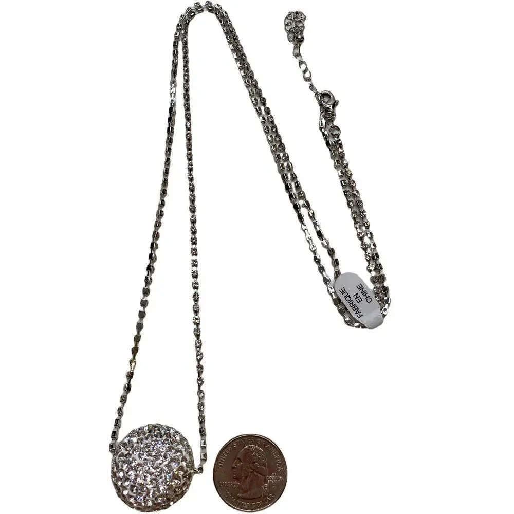 Glittery Rhinestone Ball on Long Rhinestone Chain.